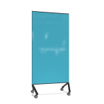 Ghent Pointe Magnetic Mobile Dry-Erase Glassboard, 76-1/2in x 36-3/16in, Blue, Black Metal Frame