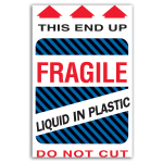 Tape Logic Preprinted Shipping Labels, DL1580, "This End Up Liquid In Plastic Fragile", 4in x 6in, Red/White, Roll Of 500