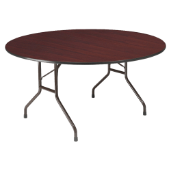 Iceberg Premium Wood Laminate Folding Table, Round, 60inW x 60inD, Mahogany/Steel Gray