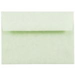 JAM Paper Booklet Envelopes, #4 Bar (A1), Gummed Seal, 30% Recycled, Light Green, Pack Of 25