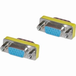 4XEM VGA HD-15 Interface Female To Female Adapter/Coupler - 1 x 15-pin HD-15 VGA Female - 1 x 15-pin HD-15 VGA Female - Silver, Yellow