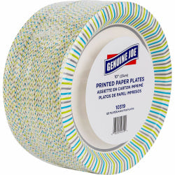 Genuine Joe 10in Printed Paper Plates - Disposable - Multi - 125 / Pack