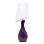 Elegant Designs Curved Ceramic Table Lamp with Asymmetrical Shade, 28.5inH, Purple/White