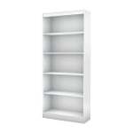 South Shore Axess 68 3/4inH 5-Shelf Contemporary Bookcase, White/Light Finish, Standard Delivery