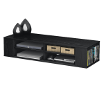 South Shore City Life Wall Mounted Media Console, Black Oak