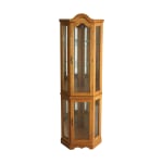 SEI Furniture Lighted Corner Curio Cabinet, Golden Oak