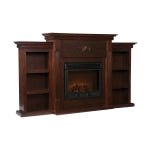 SEI Furniture Tennyson Electric Fireplace With Built-In Bookcases, 42 1/4inH x 70 1/4inW x 14inD, Espresso