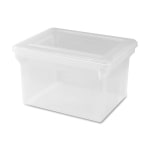 Lorell Storage File Box With Lift-Off Lid, Letter/Legal Size, 18in x 11in x 14 3/16in, Clear