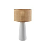 Adesso Sheffield Table Lamp, 22-1/4inH, Rattan Shade/White Base