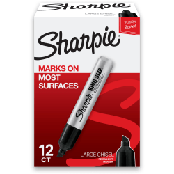 Sharpie King-Size Permanent Markers, Black, Pack Of 12