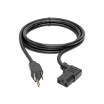 Eaton Tripp Lite Series Computer Power Cord, NEMA 5-15P to Right-Angle C13 - 10A, 125V, 18 AWG, 6 ft. (1.83 m), Black - Power cable - power IEC 60320 C13 to NEMA 5-15 (M) - AC 110 V - 6 ft - right-angled connector - black