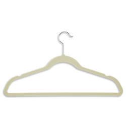 Honey-Can-Do Velvet-Touch Suit Hangers, 9 1/2inH x 1/4inW x 17 3/4inD, Ivory, Pack Of 50