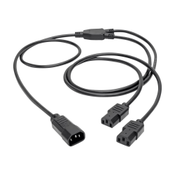 Eaton Tripp Lite Series C14 Male to C13 Female Splitter, PDU Style - C14 to 2x C13, 10A, 250V, 18 AWG, 6 ft. (1.83 m), Black - Power extension cable - IEC 60320 C14 to power IEC 60320 C13 - AC 100-250 V - 10 A - 6 ft - black