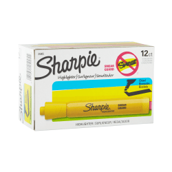 Sharpie Accent Tank Highlighters, Yellow, Pack Of 12