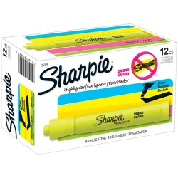 Sharpie Accent Highlighters, Chisel Tip, Fluorescent Yellow, Pack Of 12