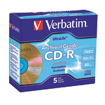 Verbatim UltraLife Gold CD-R Discs, Pack Of 5