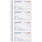 TOPS Money/Rent Receipt Book, 2-Part, Carbonless, 11in x 5 1/4in, White/Canary