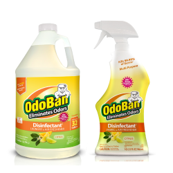 OdoBan Ready-To-Use Disinfectant And Odor Eliminator, 32 Oz Spray/1 Gallon Concentrate, Citrus Scent