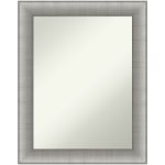 Amanti Art Non-Beveled Rectangle Framed Bathroom Wall Mirror, 28-3/4in x 22-3/4in, Elegant Brushed Pewter