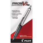 Pilot Precise V5 Liquid Ink Retractable Rollerball Pens, Extra Fine Point, 0.5 mm, Black Barrels, Black Ink, Pack Of 12