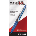 Pilot Precise V5 Liquid Ink Retractable Rollerball Pens, Extra Fine Point, 0.5 mm, Blue Barrels, Blue Ink, Pack Of 12