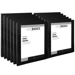 Just Basics View 3-Ring Binder, 1/2in Round Rings, Black, Pack Of 12