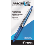 Pilot Precise V7 Liquid Ink Retractable Rollerball Pens, Fine Point, 0.7 mm, Assorted Barrels, Blue Ink, Pack Of 12 Pens