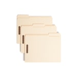 Smead Manila Reinforced Tab Fastener Folders With Two Fasteners, 1/3 Cut, Letter Size, Pack Of 50