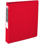 Office Depot Brand Nonstick 3-Ring Binder, 1 1/2in Round Rings, Red