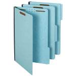 Pendaflex Pressboard Folders With Fasteners, 1/3 Cut, Legal Size, 30% Recycled, Blue, Pack Of 25