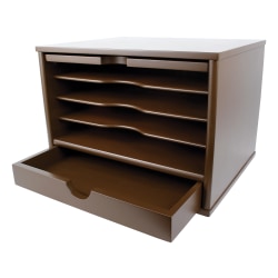 Victor Desktop Organizer, 9 3/4inH x 14inW x 10 3/4inD, Mocha Brown