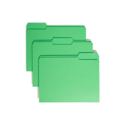 Smead Color File Folders, Letter Size, 1/3 Cut, Green, Box Of 100