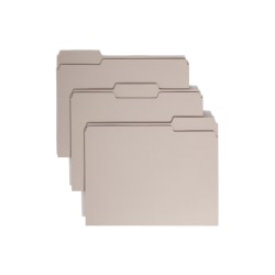 Smead Color File Folders, Letter Size, 1/3 Cut, Gray, Box Of 100