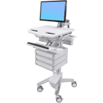 Ergotron StyleView Cart with LCD Arm, 3 Drawers (1x3) - Up to 24in Screen Support - 37.04 lb Load Capacity - Floor - Plastic, Aluminum, Zinc-plated Steel