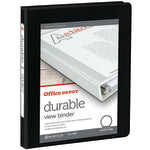 Office Depot Brand Durable View 3-Ring Binder, 1/2in Round Rings, Black