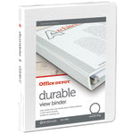 Office Depot Brand Durable View 3-Ring Binder, 1/2in Round Rings, White