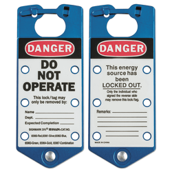 Labeled Lockout Hasps, 3 in W x 7 1/4 in L, Blue