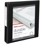 Office Depot Brand Durable View 3-Ring Binder, 1 1/2in Round Rings, Black