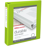 Office Depot Brand Durable View 3-Ring Binder, 1 1/2in Round Rings, Green