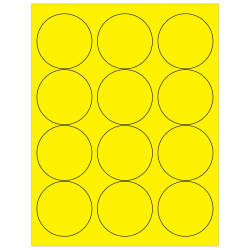 Tape Logic Labels, LL194YE, Circle, 2 1/2in, Fluorescent Yellow, Case Of 1,200