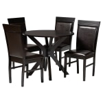 Baxton Studio Jeane Dining Set, 29-15/16inH x 35-7/16inW x 35-7/16inD, Dark Brown/Espresso Brown