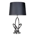 Elegant Designs Mod Art Polished Table Lamp, 27-3/4inH, Black Shade/Chrome