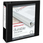 Office Depot Brand Durable View 3-Ring Binder, 3in Round Rings, Black