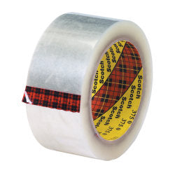 3M 375 Carton Sealing Tape, 2in x 55 Yd., Clear, Case Of 36