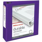 Office Depot Brand Durable View 3-Ring Binder, 3in Round Rings, Purple