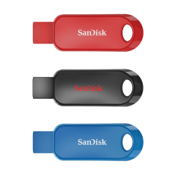 SanDisk Cruzer Snap USB Flash Drives Pack of 3, 32GB, Black, Blue, Red