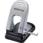 Bostitch EZ Squeeze 40 Two-Hole Punch - 2 Punch Head(s) - 40 Sheet Capacity - 9/32in Punch Size - 6.5in x 2.8in - Black, Silver