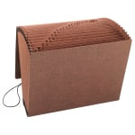 Smead TUFF Expanding File With Flap & Elastic Cord, 21 Pockets, A-Z, 12in x 10in Letter Size, 30% Recycled, Brown