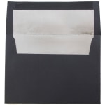 JAM Paper Foil-Lined Booklet Invitation Envelopes, A6, Gummed Seal, 30% Recycled, Black/Silver, Pack Of 25