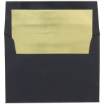 JAM Paper Booklet Envelopes, A8, Gummed Seal, 30% Recycled, Black/Gold, Pack Of 25